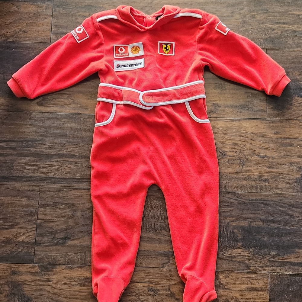 Ferrari Red Velour Footies with White Trim